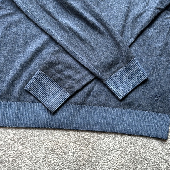 Stenströms blue with lighter blue trim vee neck sweater. - Picture 3 of 7